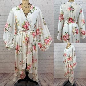 Miss Avenue Semi Sheer Floral High Lo Dress